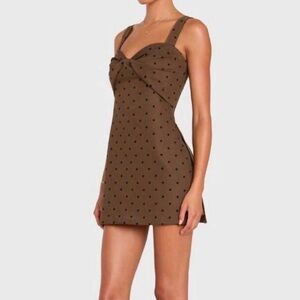 Amanda Uprichard Brown polka dot soho romper